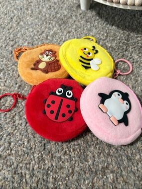 Cute Animal Plush Coin Pouches - Ladybug, Penguin, Bee, Beaver